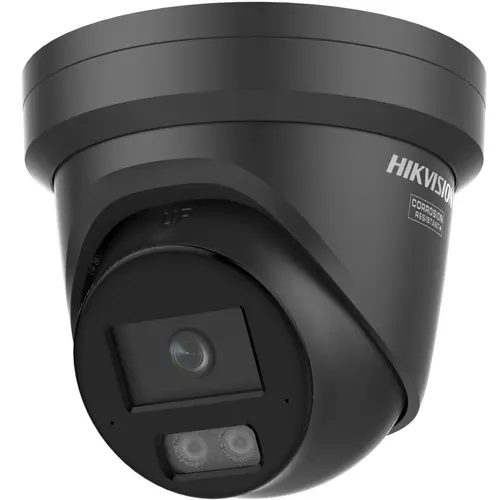 Camera supraveghere IP Dome cu iluminare duala Hikvision ColorVu DS-2CD2347G3-LI2UY/BK, 4 MP, 2.8 mm, IR/lumina alba 30 m, slot card, microfon dual, anti-coroziune, PoE (Negru)