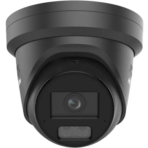 Camera supraveghere IP Dome cu iluminare duala Hikvision ColorVu DS-2CD2347G3-LIS2UY/SL/BK, 4 MP, 2.8 mm, IR/lumina alba 30 m, slot card, microfon dual si difuzor, anti-coroziune, sirena, lumina stroboscopica, PoE (Negru)