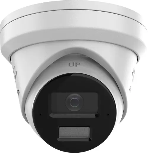 Camera supraveghere IP Dome cu iluminare duala Hikvision AcuSense DS-2CD2383G2-LI2U/SL, 8 MP, 2.8 mm, IR/lumina alba 30 m, slot card, microfon dual si difuzor, PoE, sirena, lumina stroboscopica