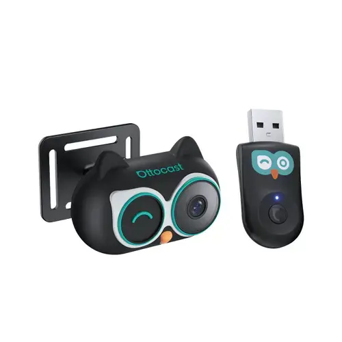 Adaptor multimedia Ottocast 2-in-1 Wireless CarPlay & Android Auto + Baby video monitor pentru masina 1080p, Plug&Play (Negru)