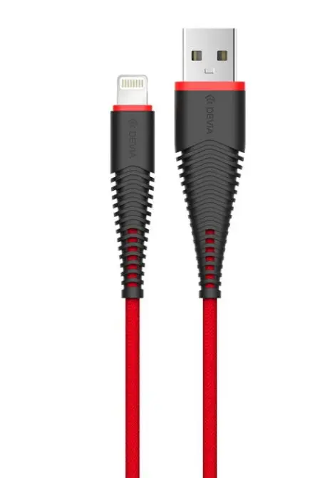 Cablu de date Devia Fish MFI Lightning DVCFMFILRD, 1.5m, 2.4A (Rosu)