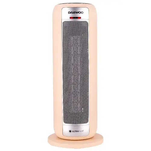Aeroterma ceramica Daewoo, putere 2200 W, 2 trepte de putere, Siguranta termica, Protectie la supraincalzire, Functie oscilare, Display LED, Telecomanda, Indicator luminos, Maner transport (Crem)