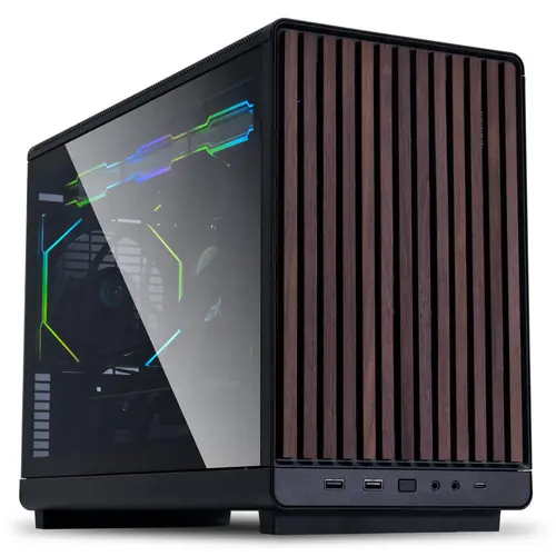 Carcasa Lian Li DAN A3 Wood Edition, Mini Tower, Fara sursa (Negru/Maro)