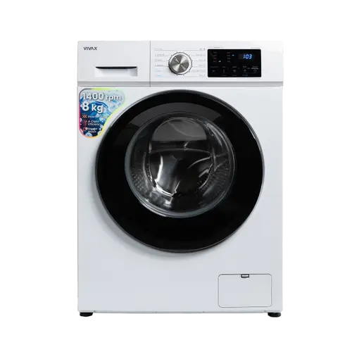 Masina de spalat rufe VIVAX WFL-140812CI, 8kg, 1400 RPM, BLDC Motor Inverter, Clasa A, Steam, Baby Care, Eco, Display digital, Control electronic, Drum Clean Sterilization, Quick Wash, Delay Start, 12 Programe (Alb)