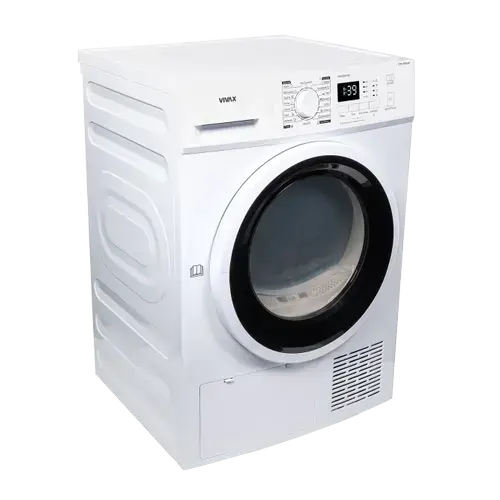 Uscator de rufe VIVAX CDR-0816SHP, Pompa de caldura, 8 kg, Clasa A++, Display LED, Start intarziat, Anti-sifonare, Uscare ajustabila, 16 programe (Alb)
