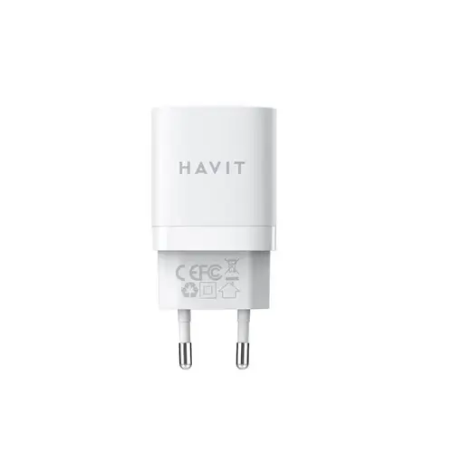 Incarcator retea HAVIT UC30 EU, 1 USB-A, 1 USB-C, 30W (Alb)