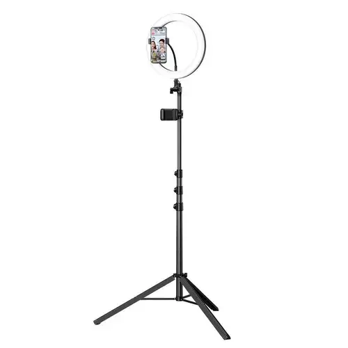 Trepied Extensibil Selfie Light Ring Mcdodo TB-7970, max 200 cm, lumina led, telecomanda pe fir (Negru)