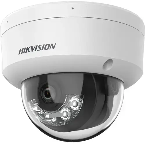 Camera supraveghere IP Dome Hikvision Hybrid Light DS-2CD1143G2-LIUF, 4MP, 2.8 mm, IR/lumina alba 30 m, slot card, microfon, PoE