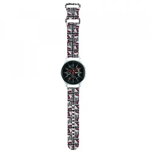 Curea Hello Kitty Silicone Kitty Heads & Stripes pentru Samsung Galaxy Watch / Huawei Watch Series (Negru)
