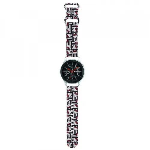 Curea Hello Kitty Silicone Kitty Heads & Stripes pentru Samsung Galaxy Watch / Huawei Watch Series (Negru)