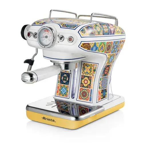 Espressor manual Ariete Vintage Positano 1389/1P, 850 W, Rezervor 0.9 l, 15 bari, Dizpozitiv de spumare (Multicolor)