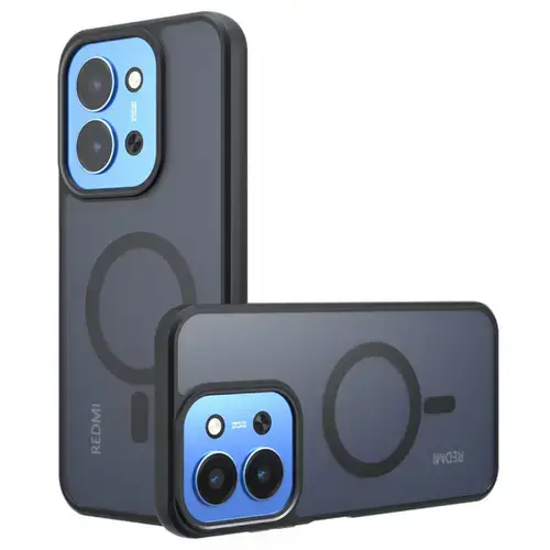 Husa MagSafe pentru Xiaomi Redmi 15C 5G / 15C 4G, Techsuit, PureFrost, Neagra Satinata