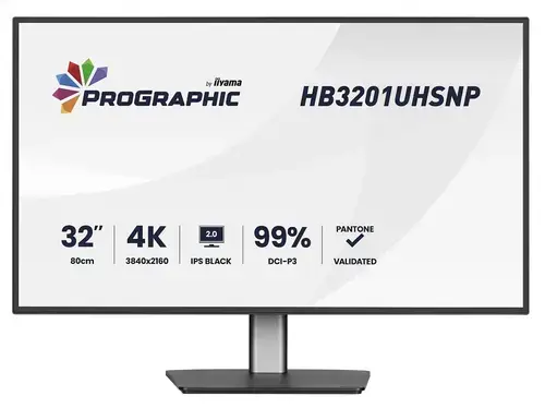 Monitor IPS LED Iiyama 31.5inch HB3201UHSNP-B1, UHD (3840 x 2160), HDMI, DisplayPort, Boxe, Pivot, 60 Hz, 4 ms (Negru)