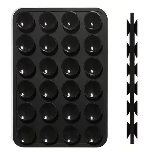 Suport Silicon Duo Lemontti LEMSSDVTN cu ventuze pentru telefon (Negru)