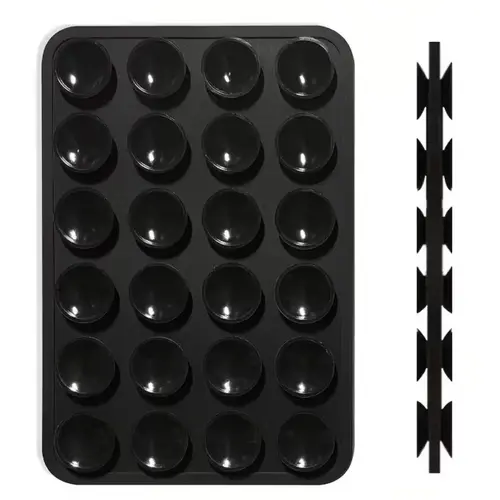 Suport Silicon Duo Lemontti LEMSSDVTN cu ventuze pentru telefon (Negru)