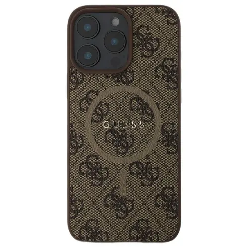 Husa Protectie Spate Guess PU Leather 4G Colored Ring MagSafe GUHMP16XG4GFRW pentru Apple iPhone 16 Pro Max (Maro)