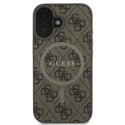 Husa Protectie Spate Guess GUHMP16SG4GFRW PU Leather 4G Colored Ring MagSafe pentru Apple iPhone 16 (Maro)