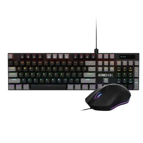 Kit tastatura si mouse Gamdias Hermes E6 Elite, Wired, USB, iluminare RGB (Negru/Gri)