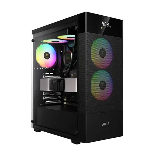 Carcasa Gamdias Aura GC5 Elite aRGB, Middle Tower, Fara sursa (Negru)