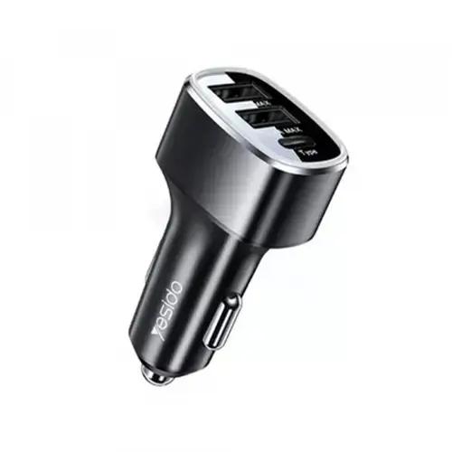 Incarcator Auto Yesido Y47, 49 W, 3A, 2 x USB-A - 1 x USB-C (Negru)