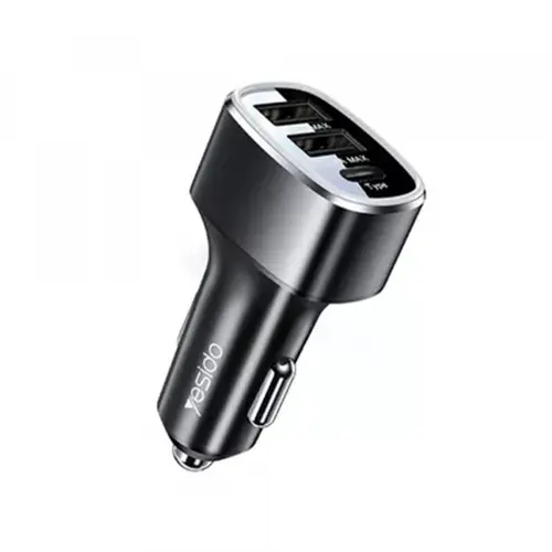 Incarcator Auto Yesido Y47, 49 W, 3A, 2 x USB-A - 1 x USB-C (Negru)