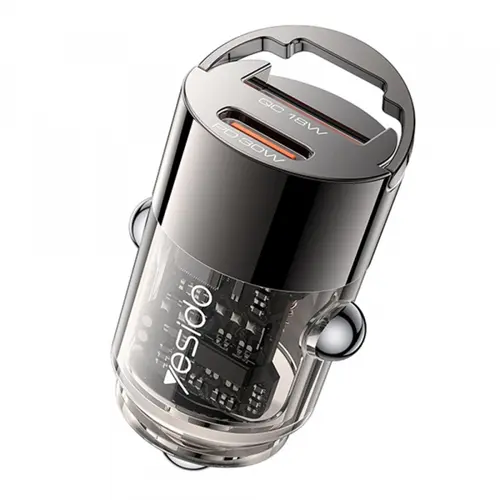 Incarcator Auto Yesido Y68, 30W, 3A, 1 x USB-A - 1 x USB-C (Negru)