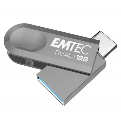 Stick USB Emtec D280 Dual, 128GB, USB-A/USB-C (Gri)