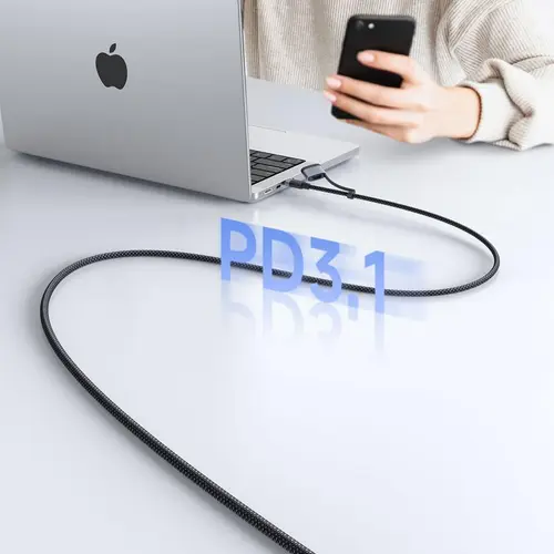 Cablu de date Mcdodo CA-0140 2 in 1 Type-C la Type-C cu conector MagSafe 3, Super Fast Charging 240 W, Indicator LED, 2 m (Negru)