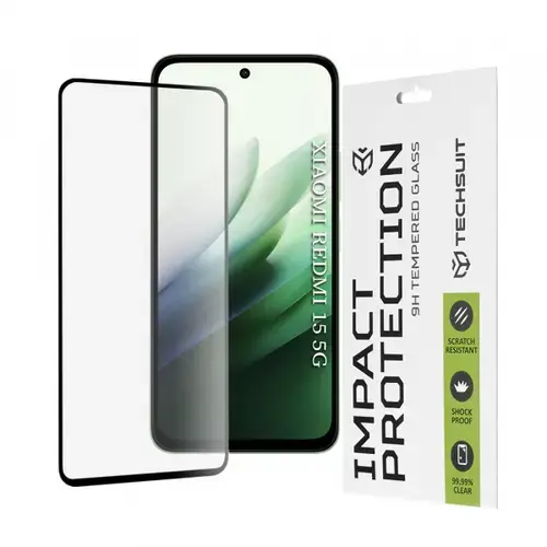 Folie de protectie Ecran Techsuit pentru Xiaomi Redmi 15 5G / 15 4G, Sticla Securizata, Full Glue, 111D