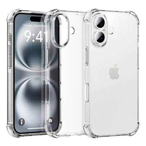 Husa pentru Apple iPhone 16 Plus, Techsuit, Shockproof Clear (Big Lens Hole), Transparenta