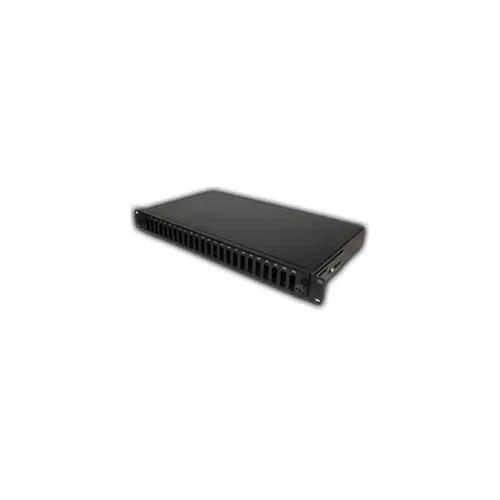 Patch panel FO cu sina glisanta 24 porturi LC quad / SC duplex, 1U, caseta sudura 24, tub termo, accesorii prindere, neechipat, negru - EMTEX