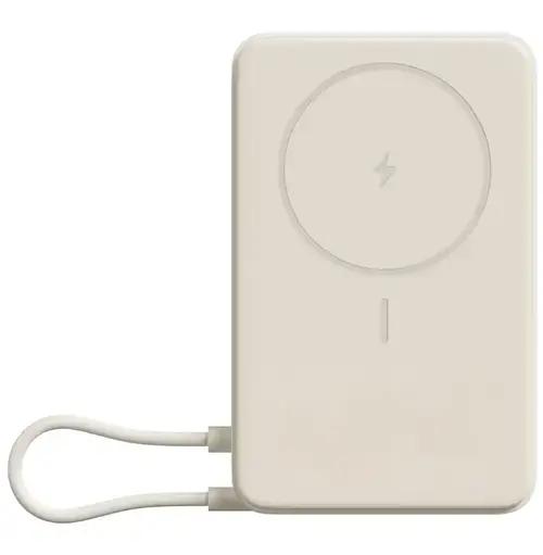 Acumulator extern magnetic cu suport incorporat Xiaomi BHR08PBGL, 33 W (USB-C), 10000 mAh, Cablu USB-C integrat, Incarcare Wireless 15 W, Control inteligent al temperaturii (Bej)