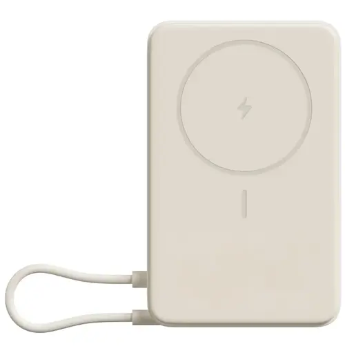Acumulator extern magnetic cu suport incorporat Xiaomi BHR08PBGL, 33 W (USB-C), 10000 mAh, Cablu USB-C integrat, Incarcare Wireless 15 W, Control inteligent al temperaturii (Bej)