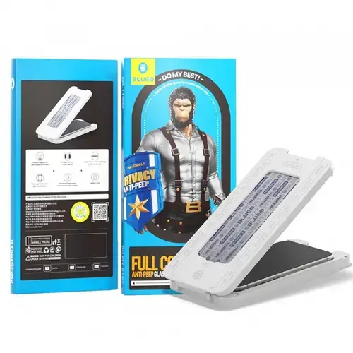 Folie de protectie Ecran Privacy Blueo Anti-Peep Applicator Pro pentru Apple iPhone 16 / 15, Sticla Securizata, Full Glue