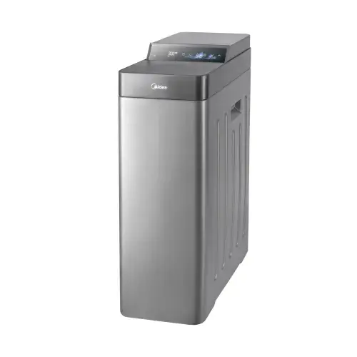 Dedurizator de apa de uz casnic Midea QS2476-180, capacitate 18L, debit 2000L/h, putere 5W, afisaj LED, capacitate rezervor de sare 58L, Capacitate rezervor de rasina 20L (Gri)