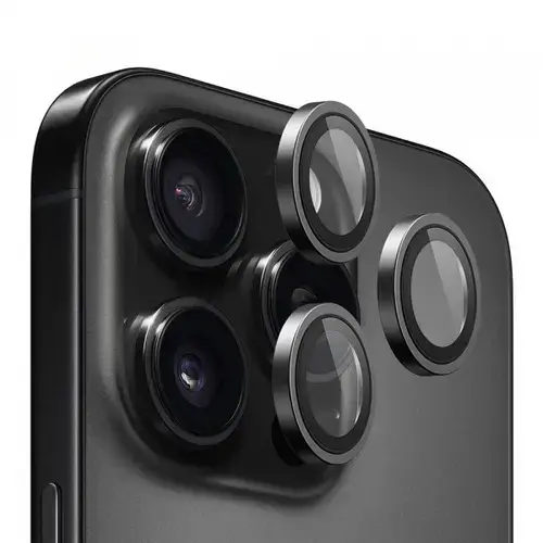 Folie de protectie Camera Spate Blueo Metal Frame pentru Apple iPhone 16e, Sticla Securizata (Negru)