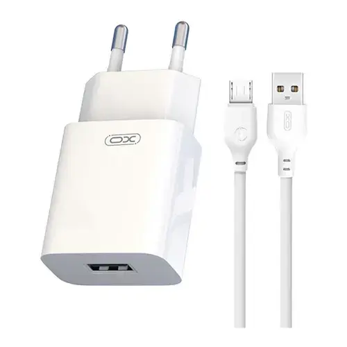 Incarcator Retea Cu Cablu microUSB XO Design L99, 12W, 2.4A, 1 x USB-A (Alb)