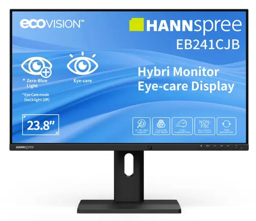 Monitor TN LED Hannspree 23.8inch EB241CJB, Full HD (1920 x 1080), HDMI, DisplayPort, Boxe, Pivot (Negru)