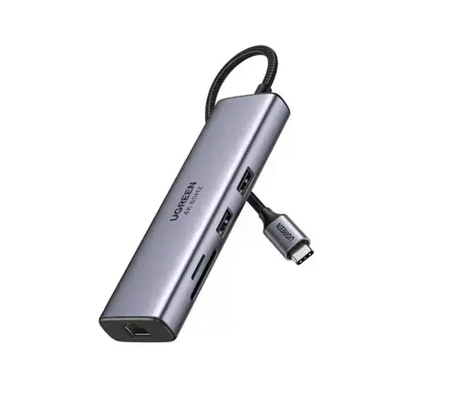 Hub USB UGREEN UG-60515 7-in-1, 100 W PD, ‎MicroSD, USB Type C, Ethernet, HDMI, USB 3.0 (Gri)