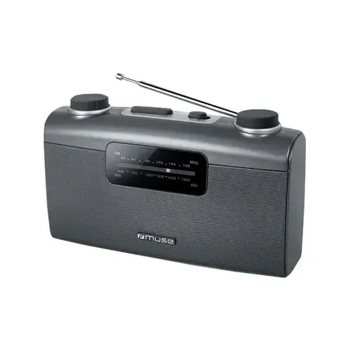Radio portabil MUSE M-058 R, FM/MW, antena telescopica, maner de transport, Negru