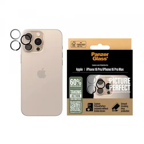 Folie de protectie Camera Spate PanzerGlass PicturePerfect pentru Apple iPhone 16 Pro Max / 16 Pro, Sticla Securizata