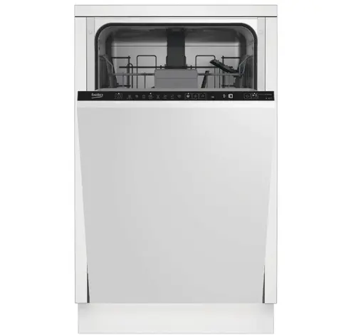 Masina de spalat vase incorporabila Beko BDIS38020Q, 10 seturi, 8 programe, AquaIntense, Motor ProSmart Inverter, Clasa E, 45 cm (Alb)