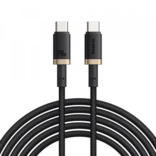 Cablu Date si Incarcare USB-C - USB-C Baseus Dura P10377803U03-00, 240W, 1m, Auriu/Negru