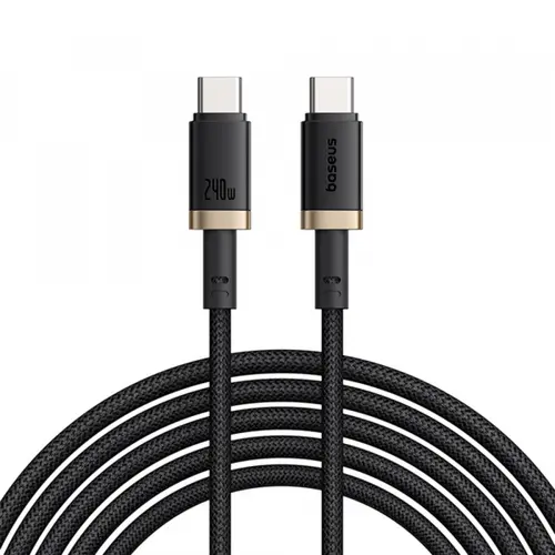 Cablu Date si Incarcare USB-C - USB-C Baseus Dura P10377803U03-00, 240W, 1m, Auriu/Negru