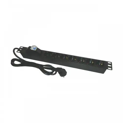 Bara alimentare aluminiu / PDU EMTEX PDU7CB, 19 inch, 7 prize schuko + siguranta automata, 16A, 3500W, 3x1.5, 2m