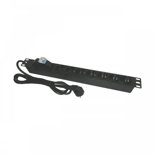 Bara alimentare aluminiu / PDU EMTEX PDU7CB, 19 inch, 7 prize schuko + siguranta automata, 16A, 3500W, 3x1.5, 2m
