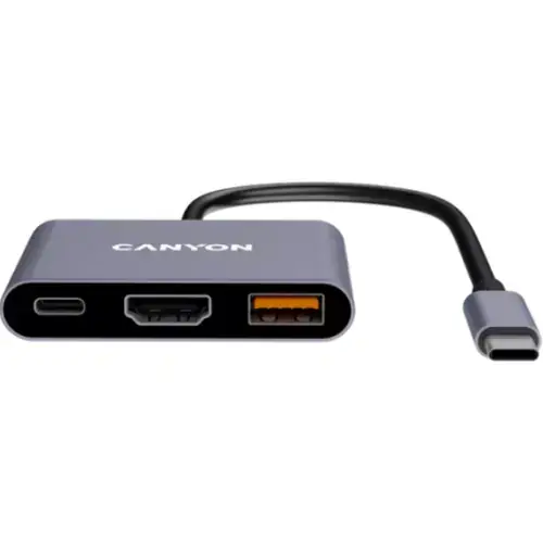 Hub Canyon DS-4, 3in1, 1xUSB-C, 1xUSB Type-c, 1xHDMI (Gri/Negru)