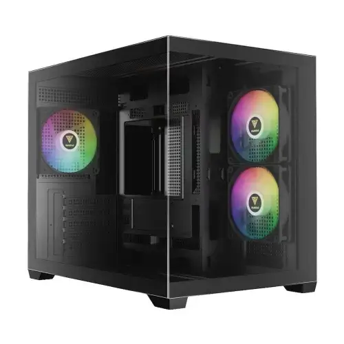 Carcasa Gamdias Aura GC10M V2, iluminare aRGB, Mini Tower, Fara sursa (Negru)