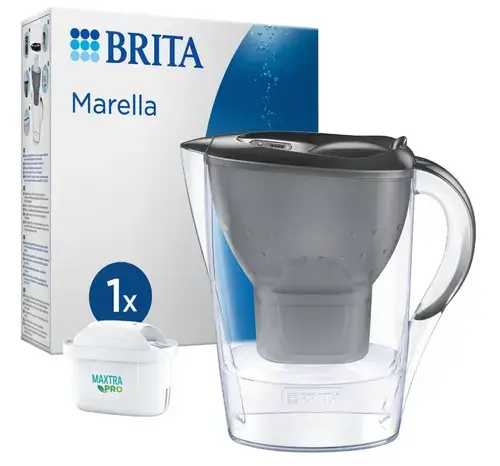Cana filtranta BRITA Marella 125257, 2.4 L, Cartus Maxtra Pro (Gri)