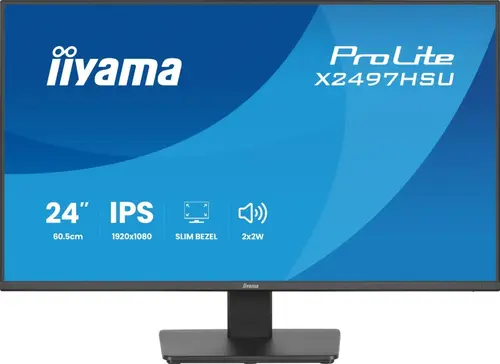 Monitor IPS LED Iiyama 23.8inch X2497HSU-B1, Full HD (1920 x 1080), HDMI, DisplayPort, Boxe, 120 Hz, 4 ms (Negru)